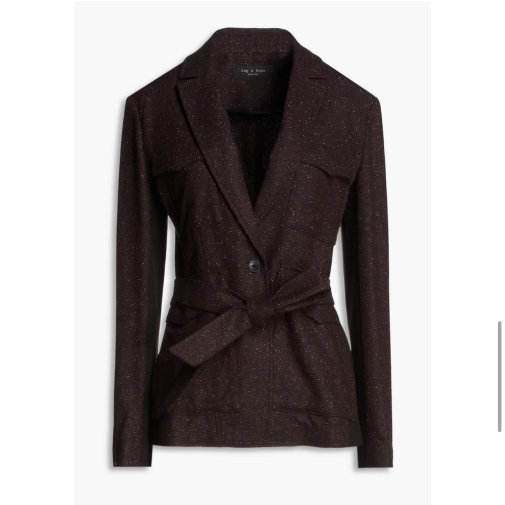 Rag & Bone Vera Donegal Wool Blend Burgundy Blazer Jacket NEW Size 4